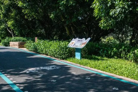 环西丽湖绿道将绿道上出现的物种以科普标识牌、路面方式方式进行科普 环西丽湖绿道将绿道上出现的物种以科普标识牌、路面方式方式进行科普